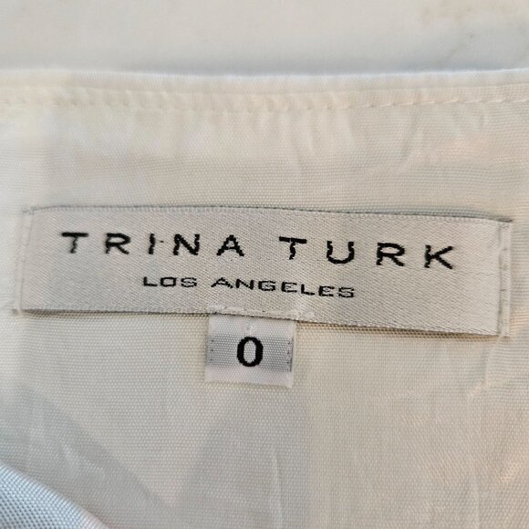 TRINA Turk Tropical Print White A-Line Cotton Skirt Side Zip Size 0 - Picture 10 of 11